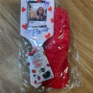 Red Heart-Patterned Hairbrush and Headband Set